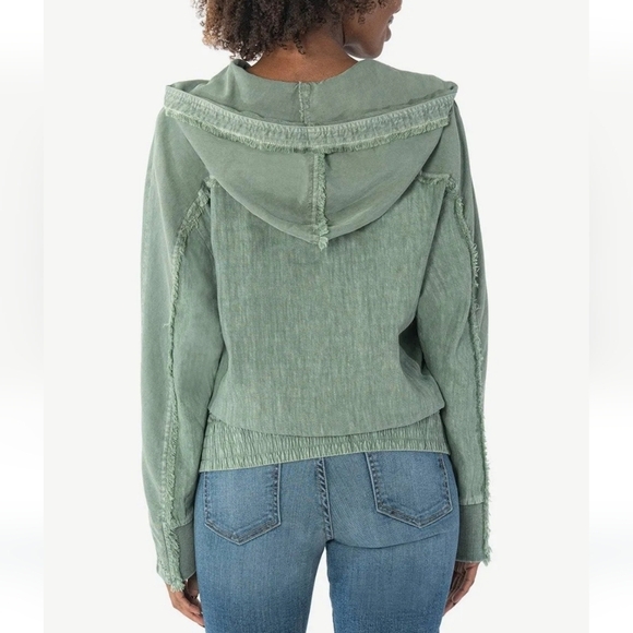 Kut from the Kloth Kut Amelia Contrast Pullover Hoodie 1/4 Snap Button - Picture 2 of 10